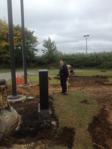 Tpr. Pete Nunziata, Troop L PBA Delegate and TMF Trustee, gets dirty assisting in the initial excavation